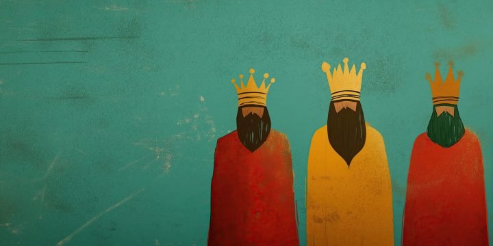 tres-hombres-sabios-con-coronas-de-pie-juntos-celebrando-el-dia-de-la-epifania