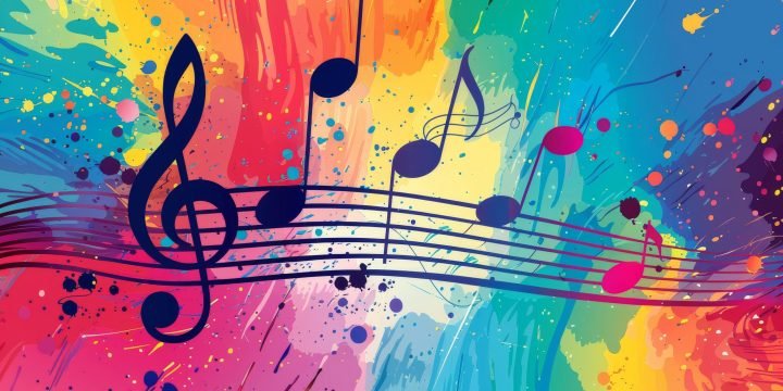 un-cartel-para-el-dia-mundial-de-la-musica-con-un-arco-iris-de-fondo